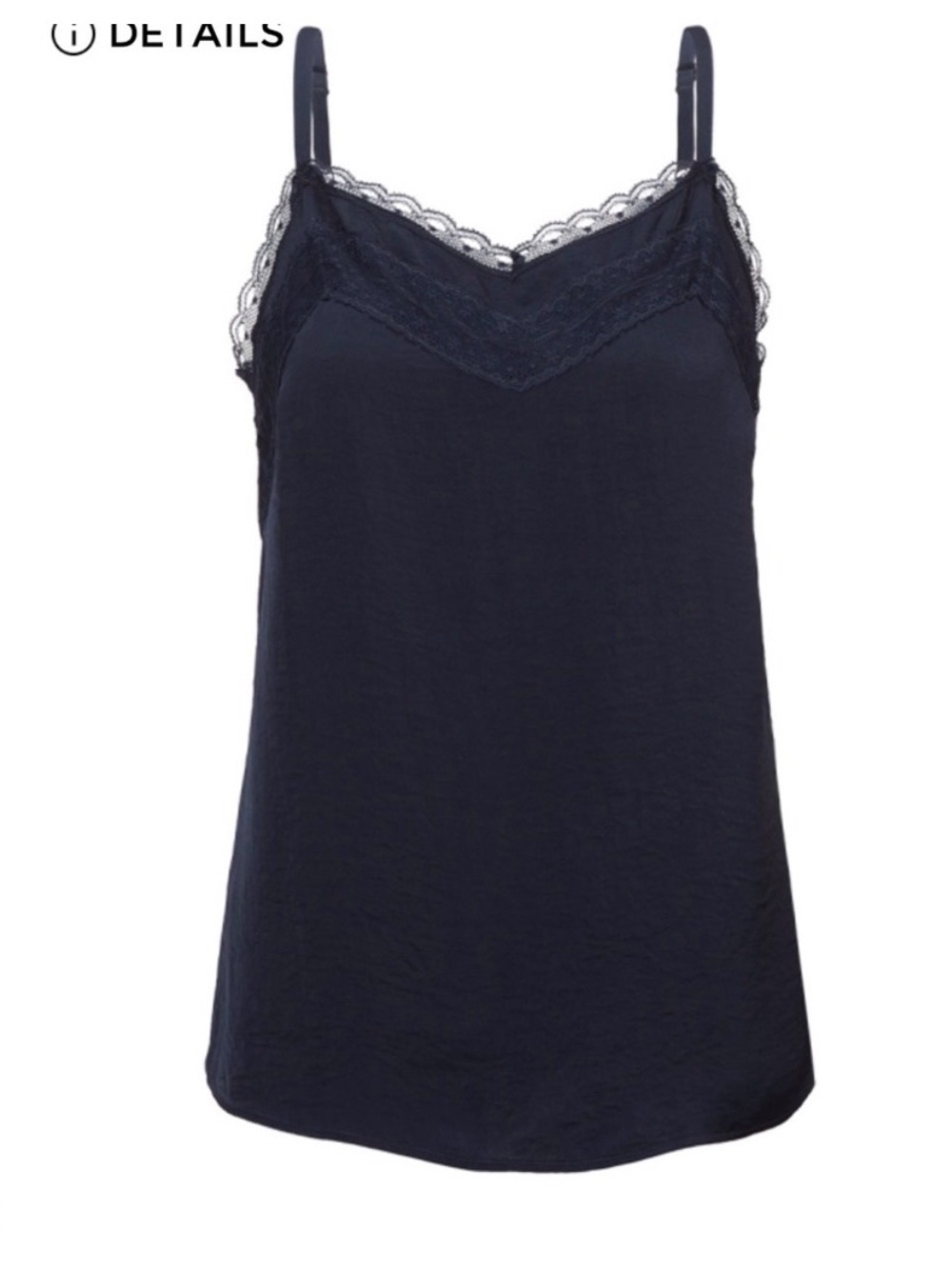 CAbi Navy Lace-Trim Silk Camisole Blouse Tank Top M